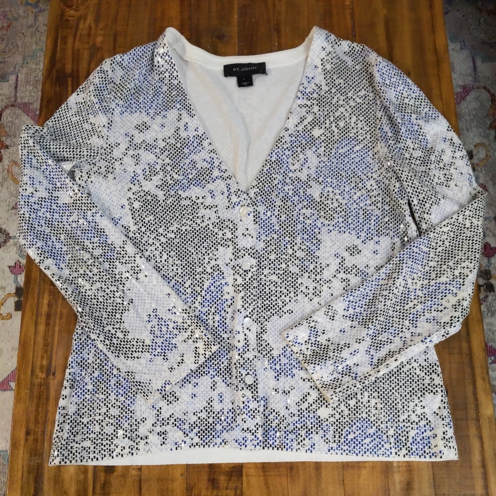 St. John Viscose/Spandex Button Front Cardigan